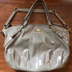 Tan Patent leather Coach handbag